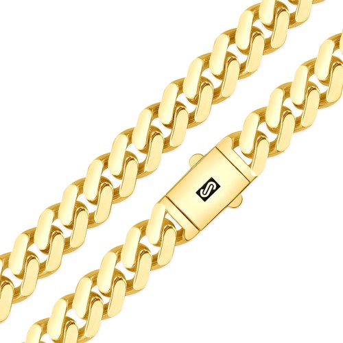 10k Yellow Gold Royal Monaco Miami Cuban Link 13mm Chain Mens Curb Necklace 20" - Picture 6 of 11
