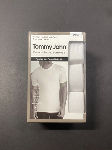 Neu mit Etikett Tommy John Second Skin Rundhalsausschnitt T-Shirt - Large - weiß - 3er-Pack