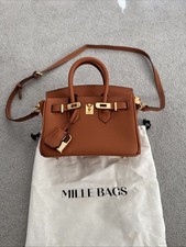 Small/ Mini Millie Tan Pebble Leather Top Handle Crossbody Front Fastening Bag