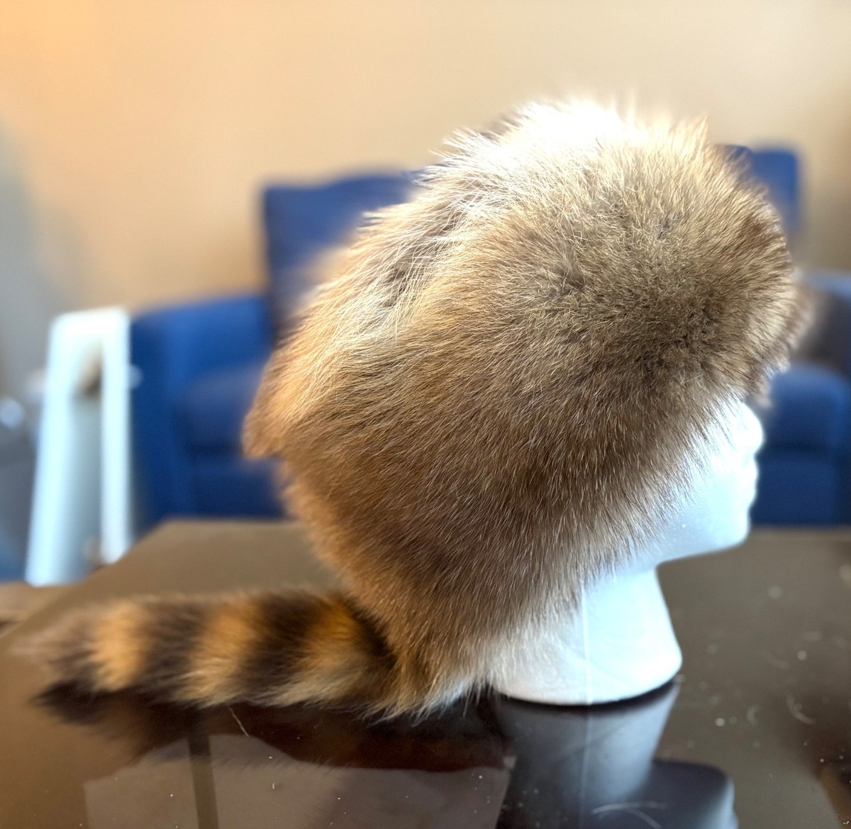 NWOT Vintage Racoon Fur Hat from Canada GR Originals Davy Crocket-style Fur Hat Made From Canadian Raccoon With  main image 3