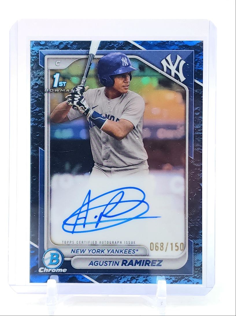 AGUSTIN RAMIREZ 2024 BOWMAN CHROME 1ST AUTOGRAPH BLUE CRATER AUTO /150 Q2491