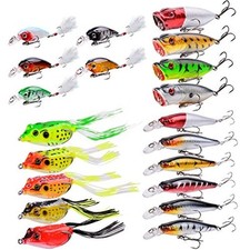  Fishing Lures Kit Mixed Including Minnow Popper Crank Baits with Item-A 20pcs