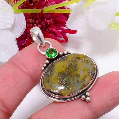 Marcasite - Callahan Mine & Peridot 925 Sterling Silver Pendant 1.72'' sku15