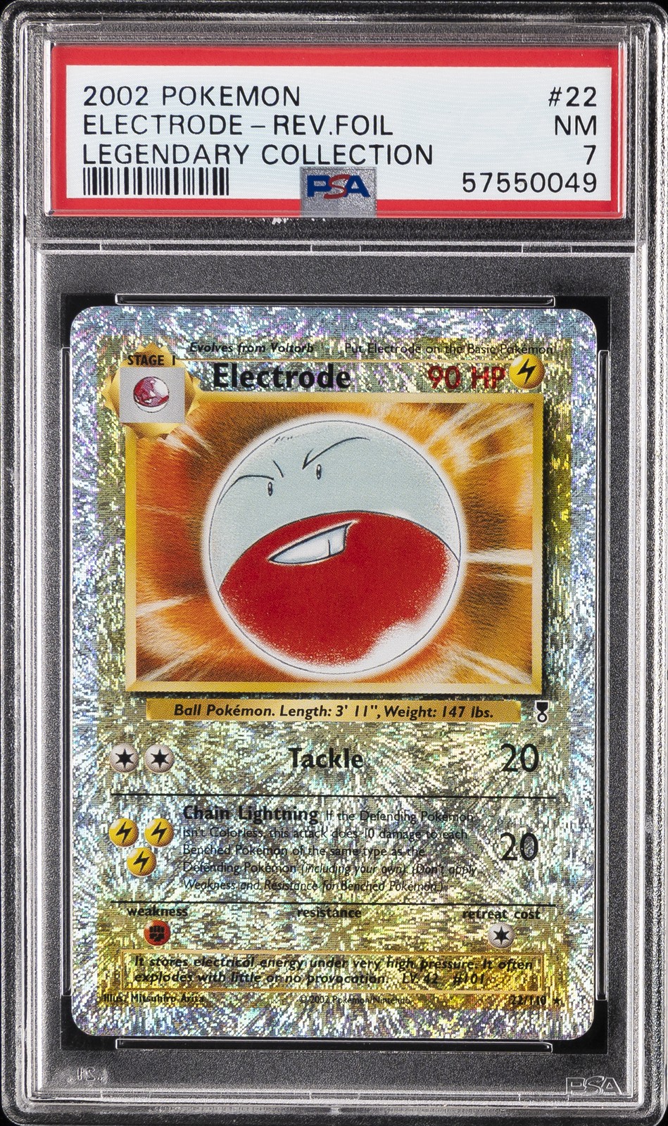 2002 POKEMON LEGENDARY COLLECTION #22 ELECTRODE-REVERSE FOIL PSA 7