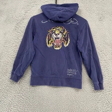 Ed Hardy Tiger Hoodie Kids Small Graphic Full Zip Don Ed Hardy Sweatshirt Y2K