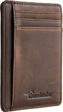 Travelambo Slim Wallet Front Pocket Minimalist Leather RFID Blocking Medium Size