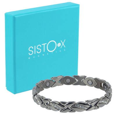SISTO-X Damen Bella Titan Magnetarmband Silber Finish mit Kristallen