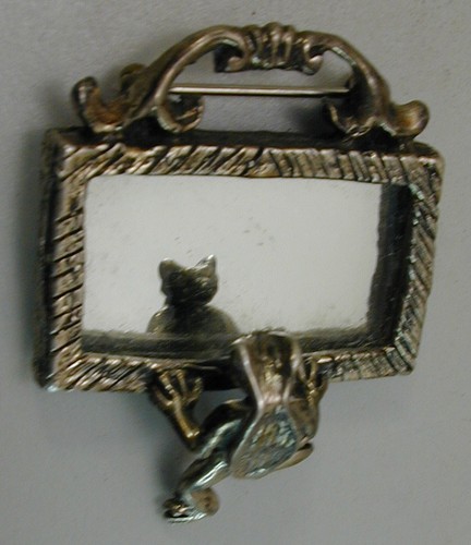 Old Original Antique Sterling Silver Pin Brooch Demon With Wings 1930s Very Rare