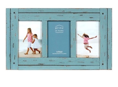 Prinz Rustic Blue Collage Frame 3 Openings 4x6 Photos 15.5x9