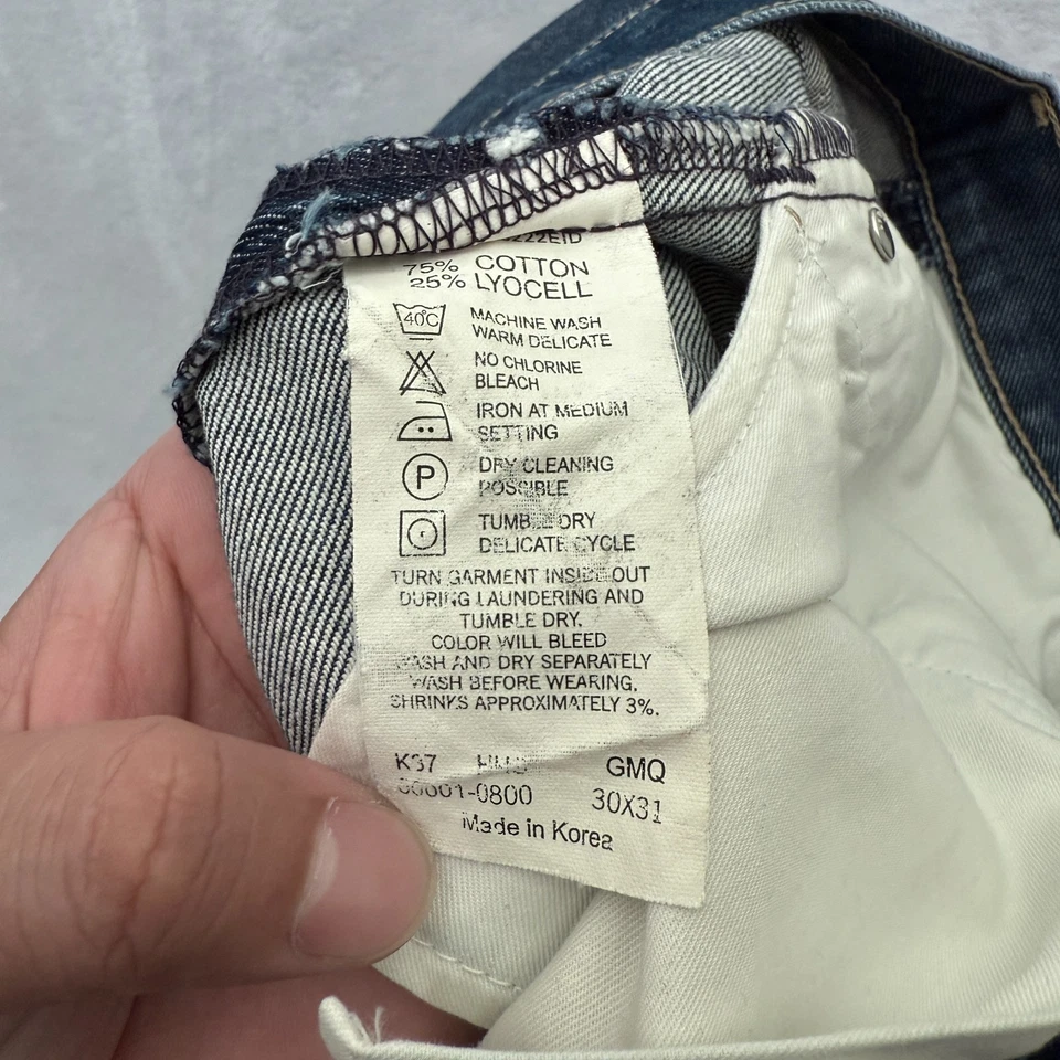 Pantalones de mezclilla Levis Engineered para hombre 30x31 azul costura retorcida bigote botón mosca Foto 2 de 4