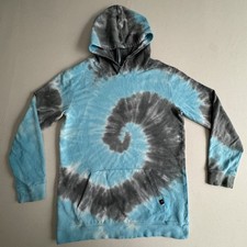 Art Class Blue / Gray Spiral Tie-Dye Hoodie Kids Unisex Size 16/XL 100 Cotton