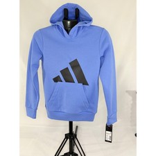 Adidas Youth Big Logo Pullover Hoodie Medium 10/12 Blue NWT