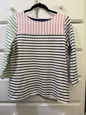 Joules 3/4 Sleeve Top Women’s Size 10 Striped Pullover Nautical Shirt Multicolor