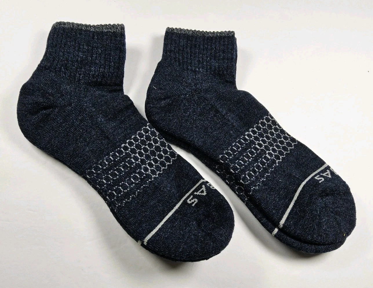 Bombas Merino Wool Lot Of 2 Pairs Quarter Socks Navy Size L