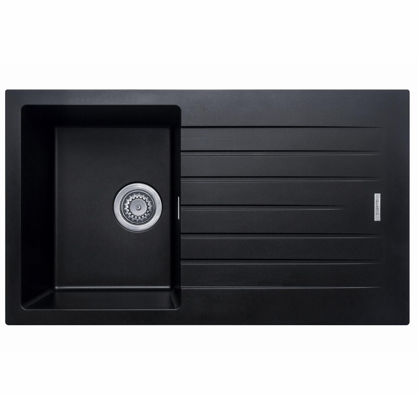 Liquida LG860BL 1 Bowl Black Granite Reversible Inset Kitchen Sink 860x500mm