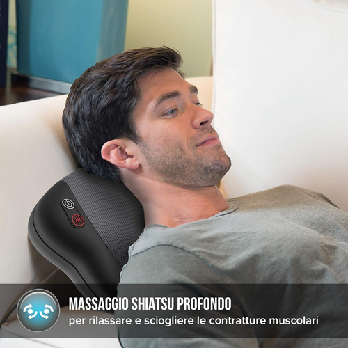 Cuscino Massaggiante Shiatsu, Massaggiatore Cervicale Elettrico Multiuso, Massag - Foto 3 di 12