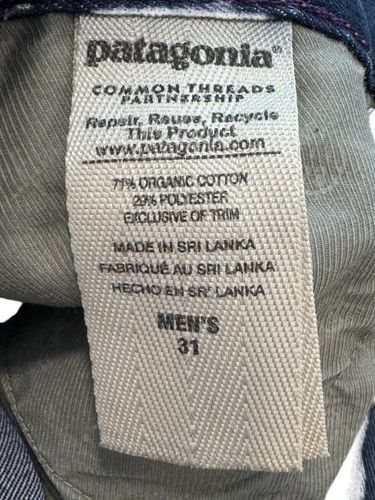 Patagonia Blue Jeans 71% Organic Cotton Straight Leg Dark Wash Men's 31/30 - Picture 3 of 4