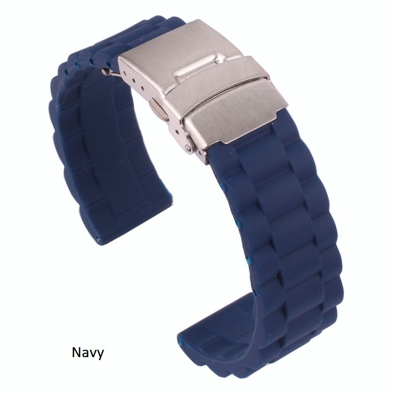 Black/Red/Orange Silicon Rubber Folding Clasp Safety Watch band