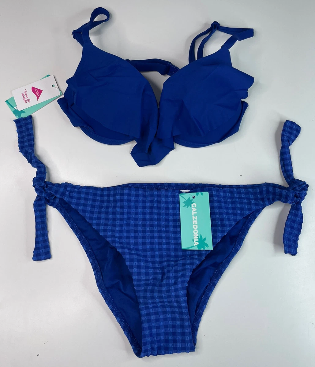 calzedonia 2 piece push up bikini set hyper blue Matilde floral size small  F2