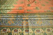 FNC Vintage Orange Sarees Sambalpuri Woven Ikat Print Art Silk Sari Fabric 5Yd