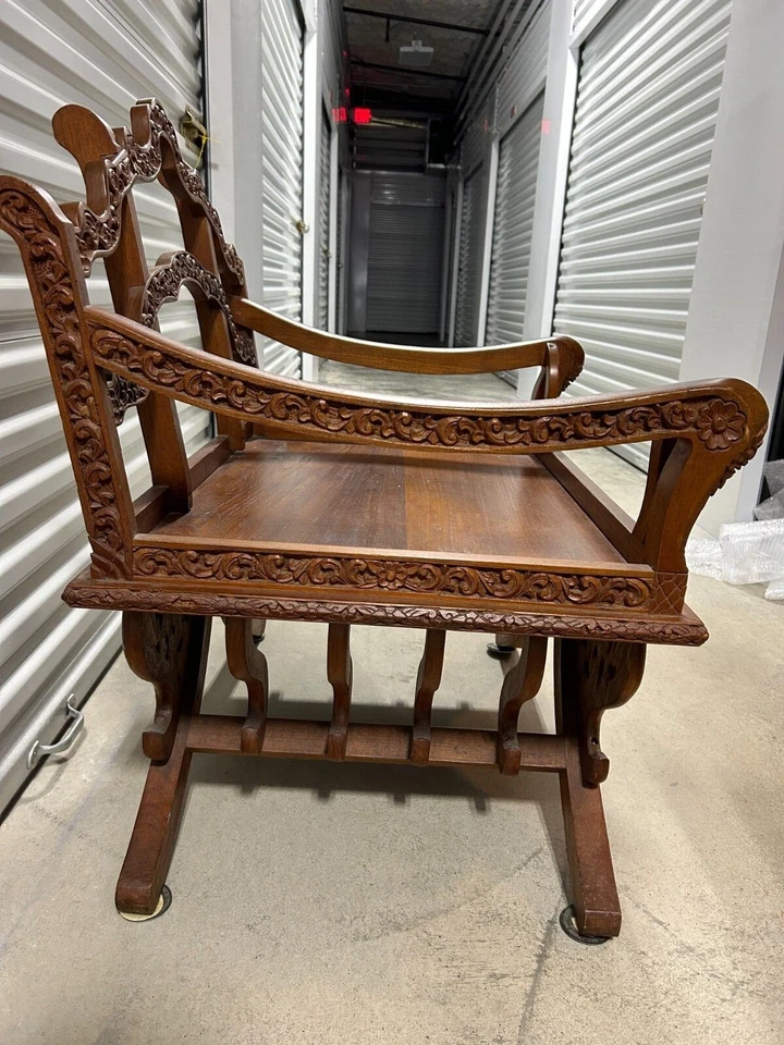 复古柚木,大象(“Howdah”)马鞍椅在泰国购买 — 第 2/4 张图片