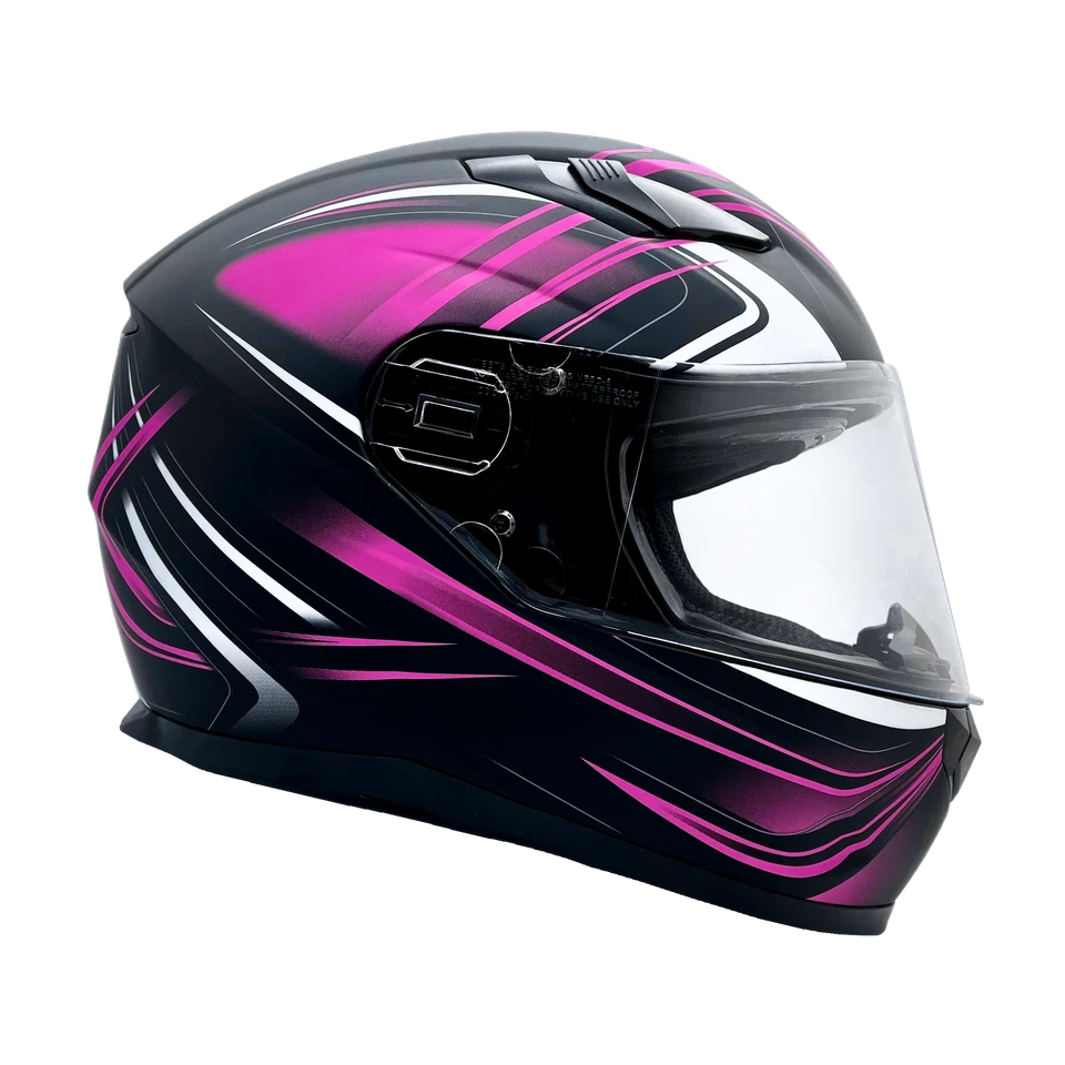 Casco de moto de nieve rosa cara completa lente doble protector térmico visera solar retráctil Foto 3 de 4