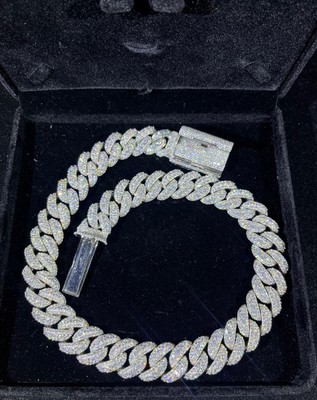 99 carat vvs moissanite sterling silver cubin chain
