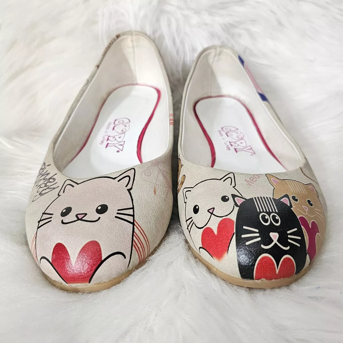 Goby Elite Cat Design US 7.5 Slip On Fun Casual Flat Shoes Made in Turkey