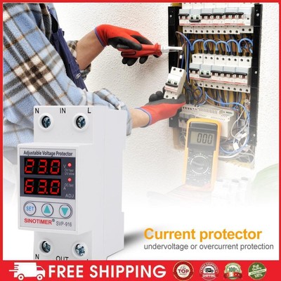SVP-916 Adjustable Voltage Surge Protector Limit Current Protection (63A) NEW