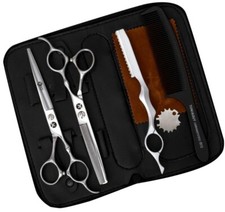 Classic Silver Chrome Barber Shears Set  Hair Cutting Scissors  Thinning Shear