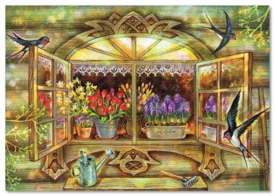 Wooden House Swallows Blooming garden ART Sytaya Russian NEW modern Postcard