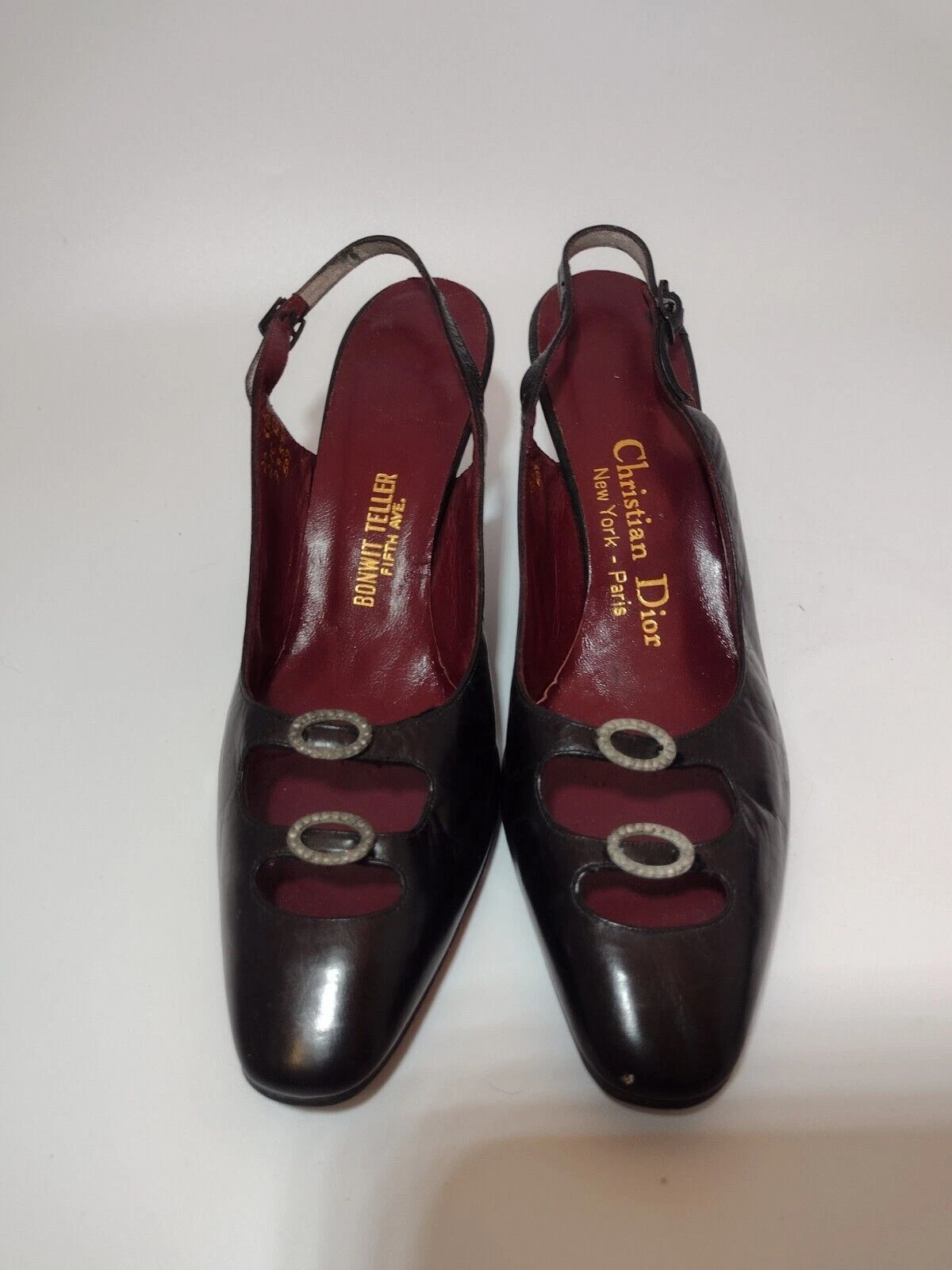 Escarpins arrière en cuir noir Christian Dior taille : 6,5 AA
