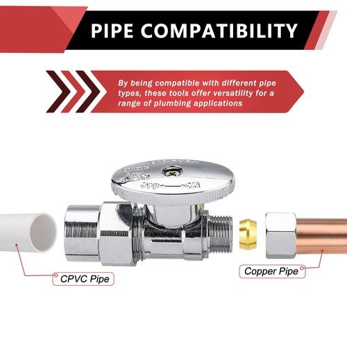 EFIELD 1/2"CPVC ×3/8"OD Compr. Straight Stop Valve 1/4Turn No Lead Free Shipping - Picture 7 of 8