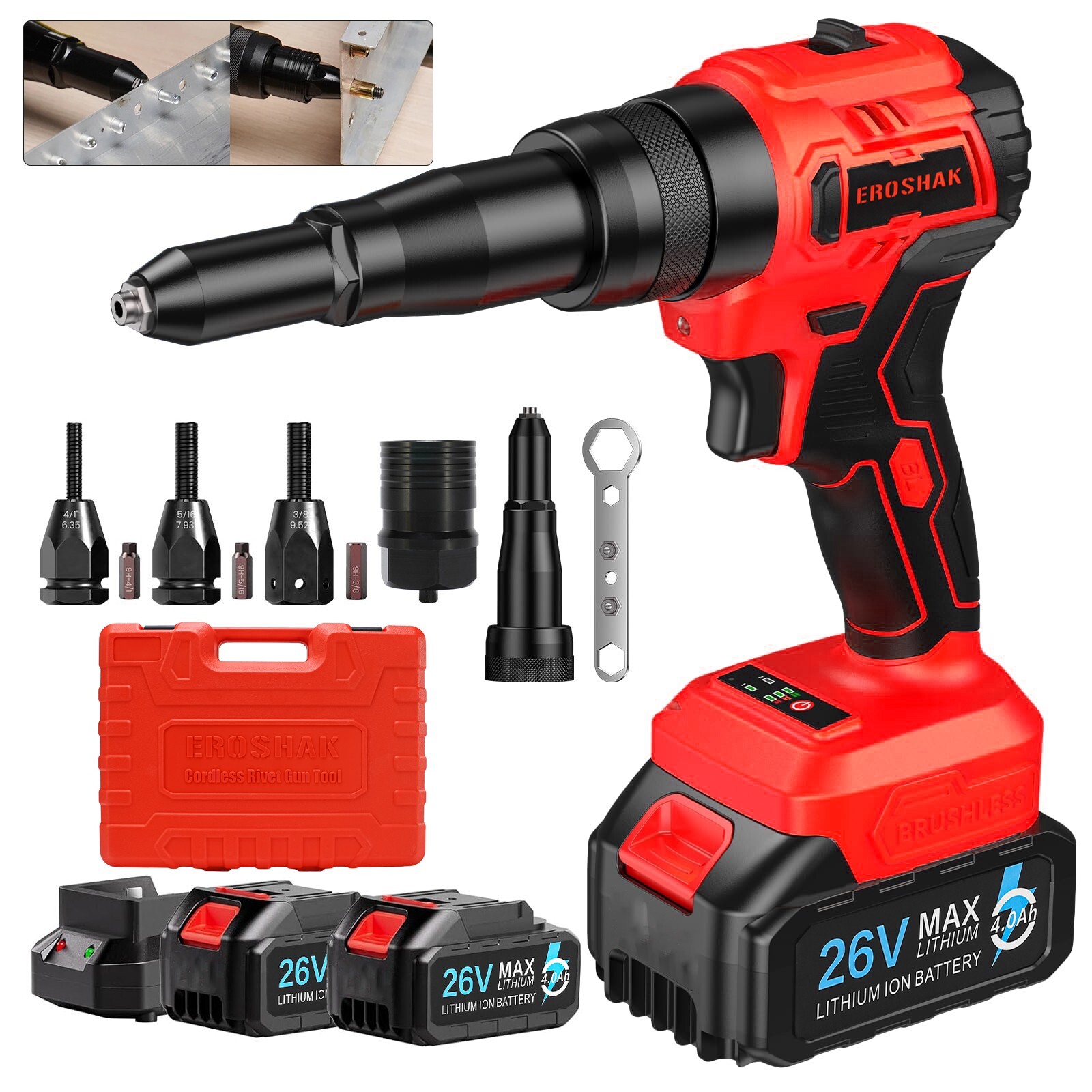 2-in 1 Electric Rivet Nut Gun Portable Pop Blind Rivets Handheld Riveting Tool