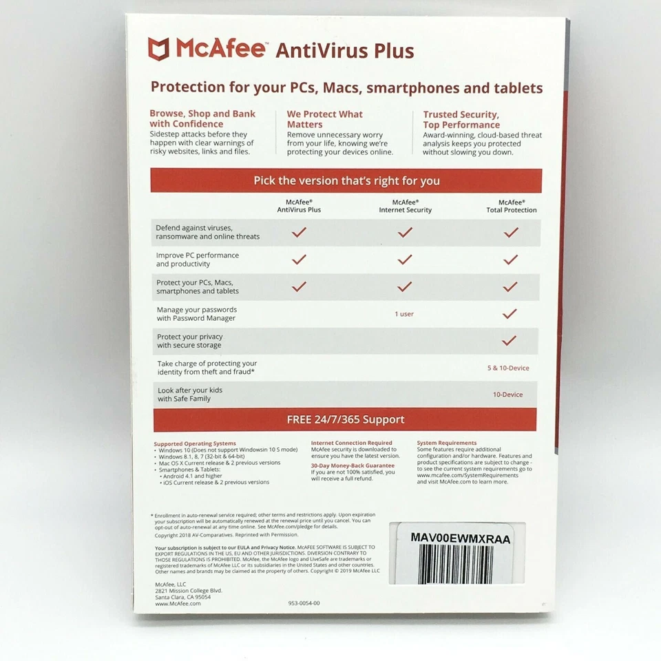 McAfee Antivirus Essential Protection For Your PC 10 Devices Brand New Sealed - Image 2 of 3