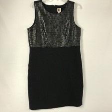 Anne Klein Womens Sizen 14 Little Black Dress Textured Bodice Dressy Formal