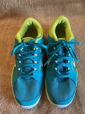 Nike Women s Flex Training Athletic Shoe Teal Blue/Yellow Size 8.5