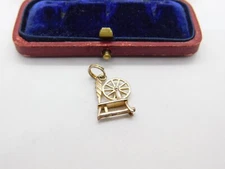 Sterling Silver Spinning Wheel Charm Pendant Vintage c1970