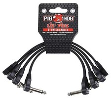Pigs Low Profile Right-Angle Instrument Patch Cables 1/4" 6" 4 Pack