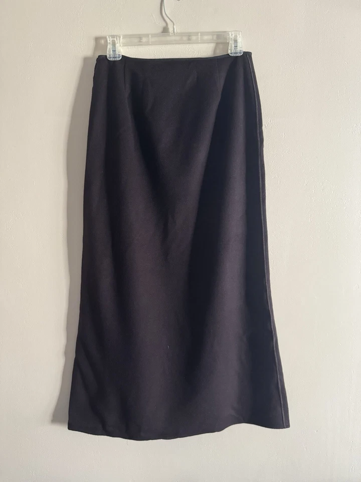 Vintage Fendi 100% Cashmere A-Line Midi Skirt, Size 42, US 8, Dark Purple Wool - Image 2 of 4