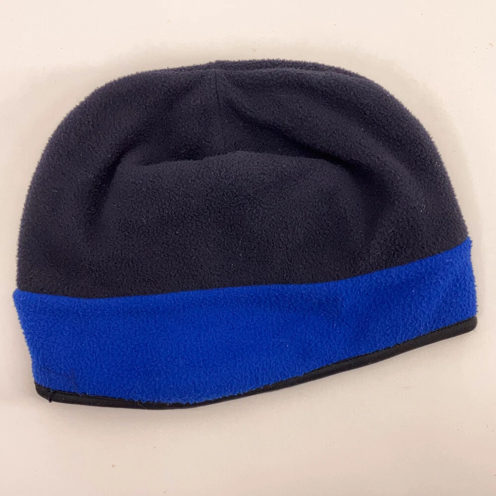 Retro Black with blue stripe fleece winter hat with thinsulate