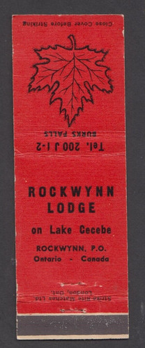 Rockwynn Lodge Surks Falls P.O Canada Matchcover