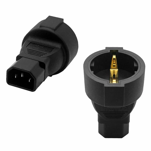 Black IEC320-C14 Male to EU Female Socket Travel/Converter Home Power Adapter