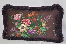 NEW Fringed Pillow made w Ralph Lauren Brittany Purple Plum Floral Fabric 20x12