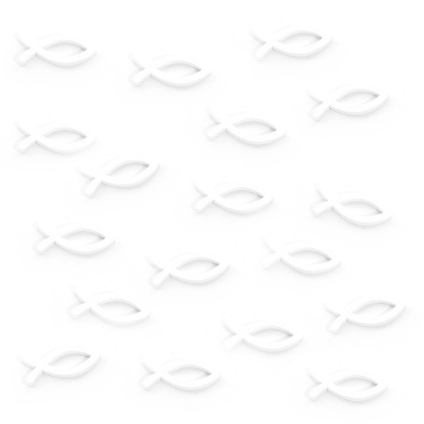Holz Fische Weiß Verzierung Streudeko Taufe, Kommunion & Konfirmation Echtholz-image