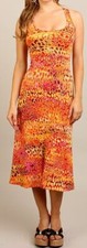 Yellow/Orange Multi Animal Leopard/Cheetah Racerback Sleeveless Tank Midi Dress