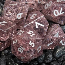 Sage's Kaleidoscopes Salmon Cracked Glass Gloss Finish Polyhedral DnDDice Set