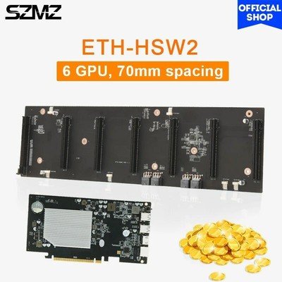 ETH-HSW2 Mining Motherboard 6 GPU PCIEX16 70mm Spacing Riserless Miner Mainboard