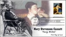 AO-3804, 2003,Mary Cassett Paintings , Add-on Cachet, First Day of Issue, Columb