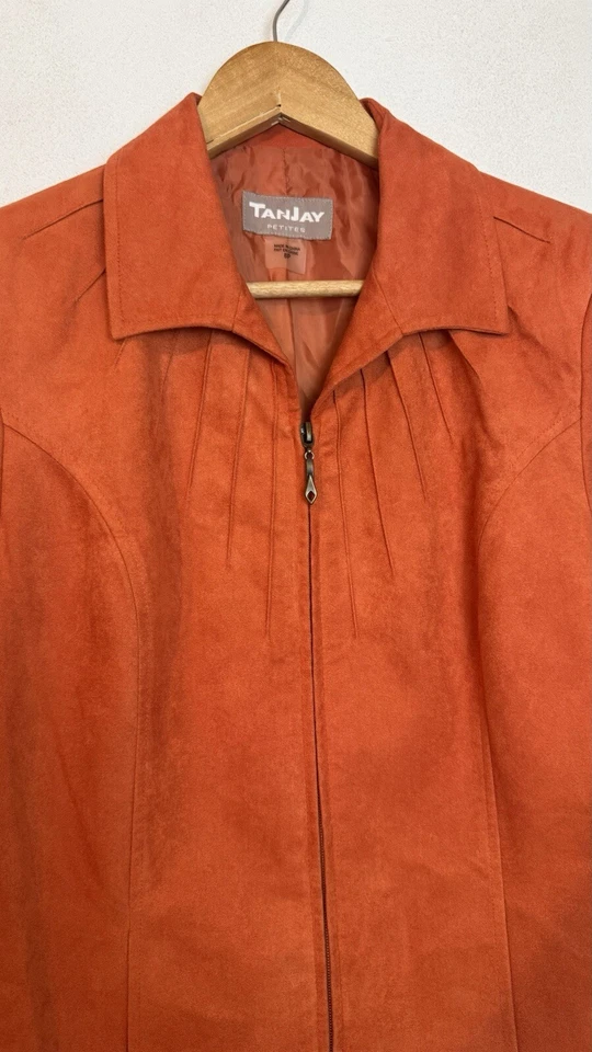 Chaqueta Tanjay Naranja Cremallera Imitación Gamuza Talla 8 Pequeña Forrada Foto 3 de 4